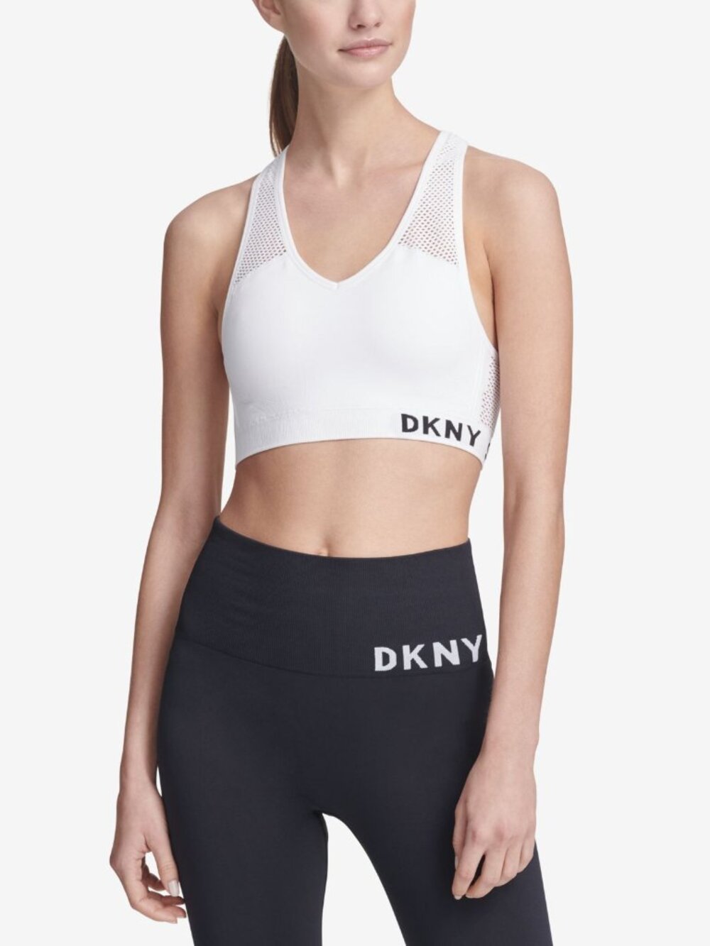 DKNY Womens Sport Mesh Racerback Medium-Impact Sports Bra